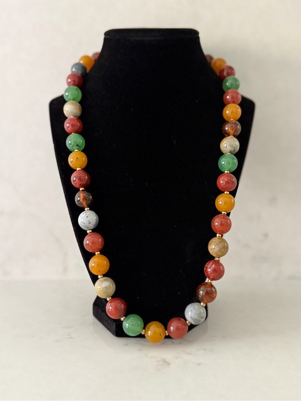 Vintage Colorful Multi-Stone Beaded Necklace